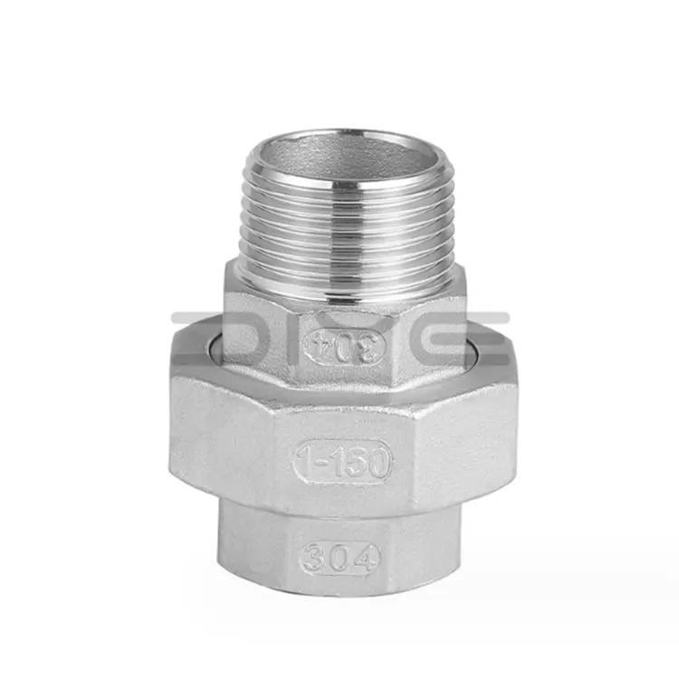 Hindi kinakalawang na asero na may sinulid na mga unyon